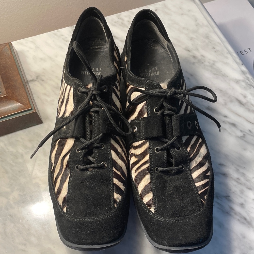 Stuart Weitzman Black and Zebra Sneakers